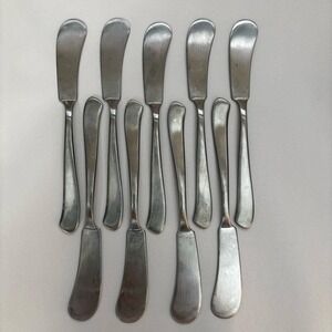 Wallace Saybrook Spreader Stainless Blade Butter Knives Dining Set of 9 Silver